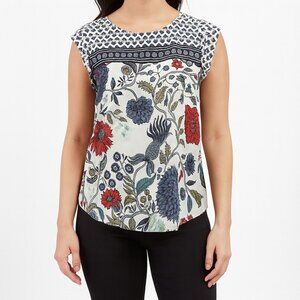 Loft womens flutter sleeve floral pullover top size M